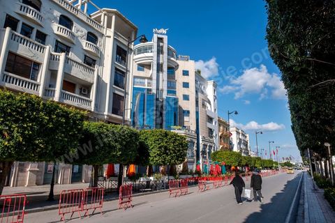 April 4, 2020: Downtown Tunis and its major thoroughfares, including Habib Bourguiba Avenue, were deserted during the government-imposed lockdown due to COVID-19. A curfew was also in effect during this period, from 6 p.m. until 6 a.m. 