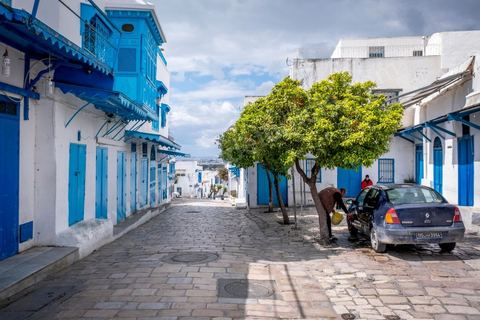 27 mars 2020 : le village touristique de Sidi Bou Saïd pendant le confinement général du au Covid19. D'habitude rempli de tunisiens et de touristes le village est déserté, suels quelmques habitants circulent pour faire leurs courses. 