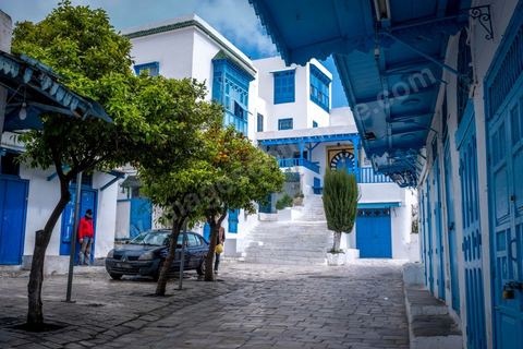 27 mars 2020 : le village touristique de Sidi Bou Saïd pendant le confinement général du au Covid19. D'habitude rempli de tunisiens et de touristes le village est déserté, suels quelmques habitants circulent pour faire leurs courses. 