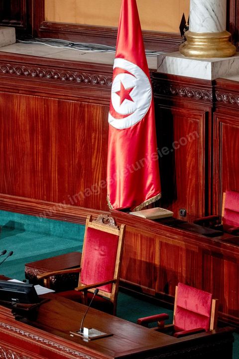 1er septembre 2020 : Hichem Mechichi devant l'ARP lors du vote de confiance du gouvernement de Hichem Mechichi, Premier ministre proposé par le président Kais Saied suite à la démission de Elyes Fakhfakh demandé un mois plus tot par le Président, à l'assemblée des Représentants du Peuple. Après la présentation des membres du gouvernement, le premier ministre nommé présente son programme pour le vote de confiance qui doit avoir lieu dans la soirée après les questions des parlementaires. 