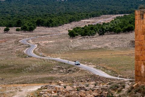 10 décembre 2020 : la route d'entrée à Haidra traverse le tres beau site archéologique romain. 