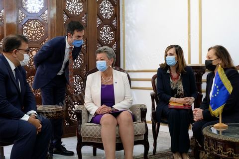 Arrived in Tunis airport of Ylva Johansson, European Commissioner for Home Affairs, and Luciana Lamorgese, Interior Ministery of Italia, will visit Tunisia on Thursday 20 and Friday 21 May 2021.