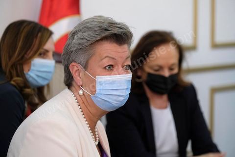 Arrived in Tunis airport of Ylva Johansson, European Commissioner for Home Affairs, and Luciana Lamorgese, Interior Ministery of Italia, will visit Tunisia on Thursday 20 and Friday 21 May 2021.