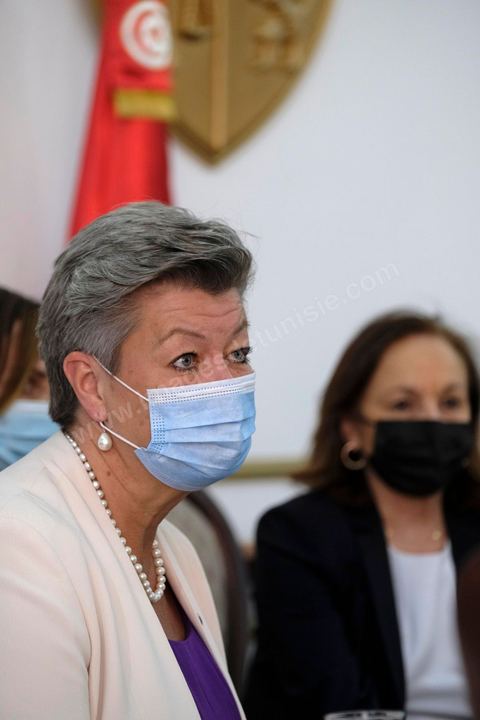 Arrived in Tunis airport of Ylva Johansson, European Commissioner for Home Affairs, and Luciana Lamorgese, Interior Ministery of Italia, will visit Tunisia on Thursday 20 and Friday 21 May 2021.
