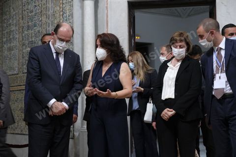 3 juin 2021 : Visite du Musée du Bardo par Jean CASTEX, Premier ministre, en compagnie de sa femme et du Ministre tunisien du tourisme et de la culture dans le cadre de sa visite à Tunis à l’occasion du 3ème Haut Conseil de Coopération franco-tunisien, accompagné de M. Jean-Yves LE DRIAN, ministre de l'Europe et des Affaires étrangères, de Mme Frédérique VIDAL, ministre de l'Enseignement supérieur, de la Recherche et de l'Innovation, de M. Jean-Baptiste DJEBBARI, ministre délégué auprès de la ministre de la Transition écologique, chargé des Transports, de M. Alain GRISET, ministre délégué auprès du ministre de l’Économie, des Finances et de la Relance, chargé des Petites et Moyennes Entreprises. POOL
