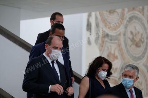 3 juin 2021 : Visite du Musée du Bardo par Jean CASTEX, Premier ministre, en compagnie de sa femme et du Ministre tunisien du tourisme et de la culture dans le cadre de sa visite à Tunis à l’occasion du 3ème Haut Conseil de Coopération franco-tunisien, accompagné de M. Jean-Yves LE DRIAN, ministre de l'Europe et des Affaires étrangères, de Mme Frédérique VIDAL, ministre de l'Enseignement supérieur, de la Recherche et de l'Innovation, de M. Jean-Baptiste DJEBBARI, ministre délégué auprès de la ministre de la Transition écologique, chargé des Transports, de M. Alain GRISET, ministre délégué auprès du ministre de l’Économie, des Finances et de la Relance, chargé des Petites et Moyennes Entreprises. POOL