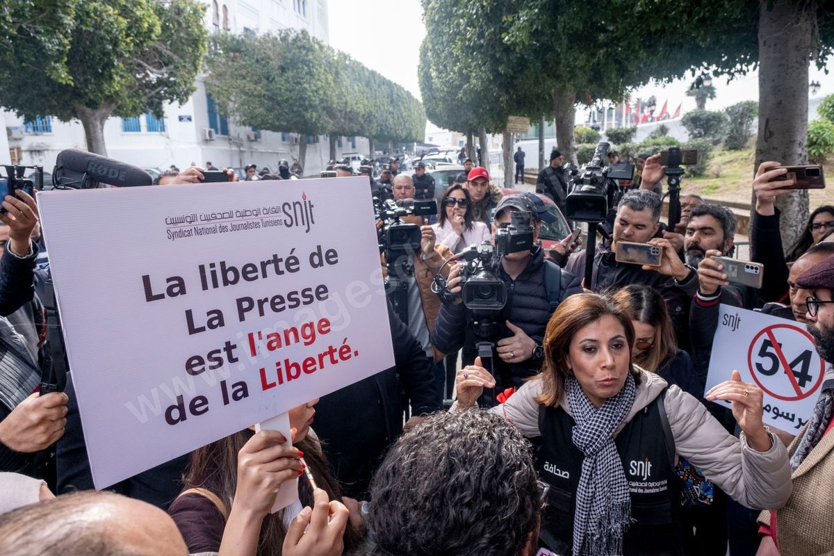 M68-200 manifestation des journalistes SNJT libération de Noureddine Boutar Mosaique 16022023