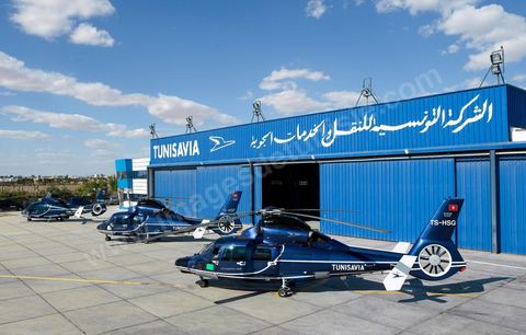 Hélicoptère sur l'aéroport de Sfax - Compagnie aérienne privée Tunisavia, location Hélicoptère et Jet privé en Tunisie