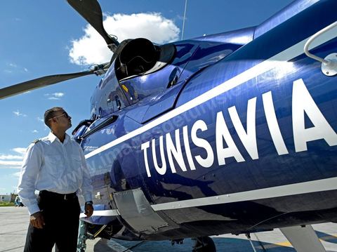 Hélicoptère sur l'aéroport de Sfax - Compagnie aérienne privée Tunisavia, location Hélicoptère et Jet privé en Tunisie