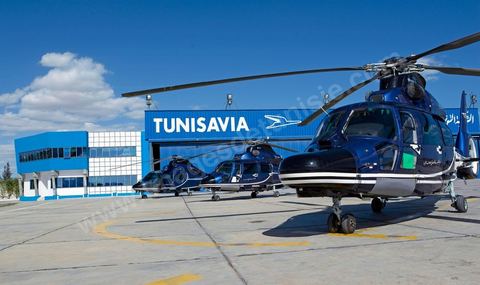 Hélicoptère sur l'aéroport de Sfax - Compagnie aérienne privée Tunisavia, location Hélicoptère et Jet privé en Tunisie