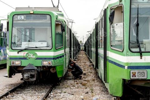 Dépôt central et de maintenance du metro de Tunis à la station Tunis Marine au centre ville de Tunis.