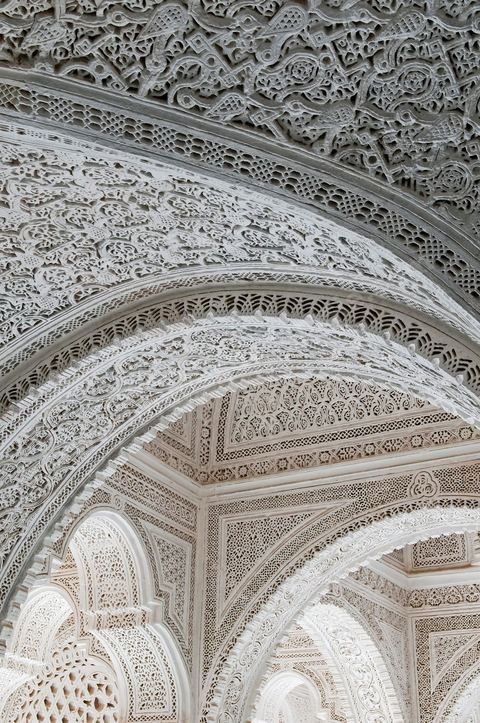 Intérieure de la Koubba du Belvédère après sa restauration - détail des plafonds en stuc