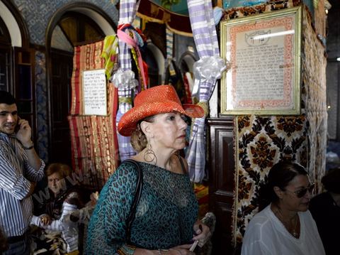 la synagogue de la Ghriba durant le pelerinage juif annuel au village de Erriadh ou Hara Sghira sur l'ile de djerba