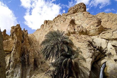 Village berbere de montagne et oasis de Chebika dans la region du Djerid au sud de la Tunisie