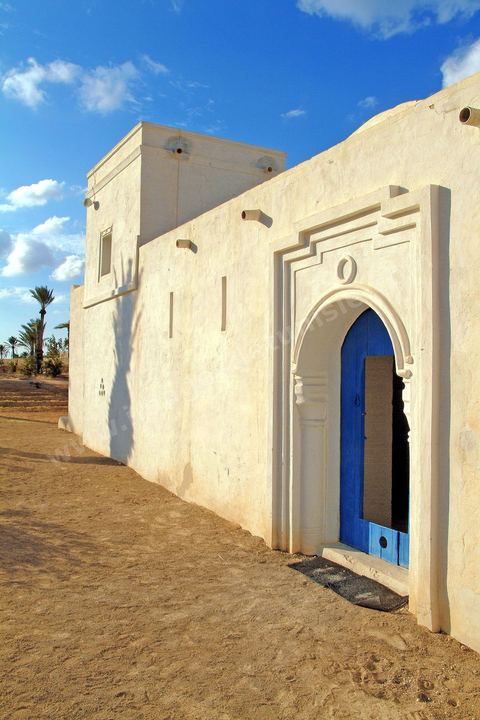 Vue extérieure du Houch, maison traditionnelle djerbienne - Ile de Djerba