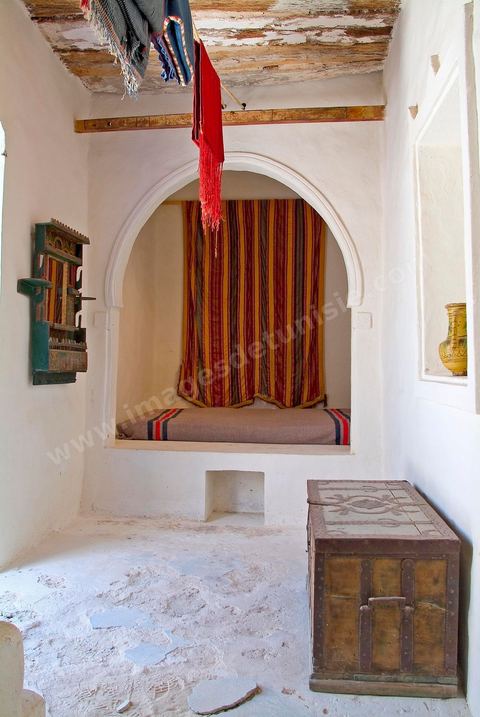 Pièce intérieure du Houch, maison traditionnelle djerbienne - Ile de Djerba