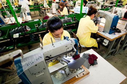 Atelier de confection de chaussures de sécurité dasn les unités de production de Jal Groupe à Menzel Bouzelfa en Tunisie. Né en 2005, à la suite de la fusion des sociétés liées aux marques JALLATTE, AIMONT, LUPOS, ALMAR, AUDA, JAL Group est le n°1 absolu en Europe pour la production et la commercialisation de chaussures de sécurité professionnelles.