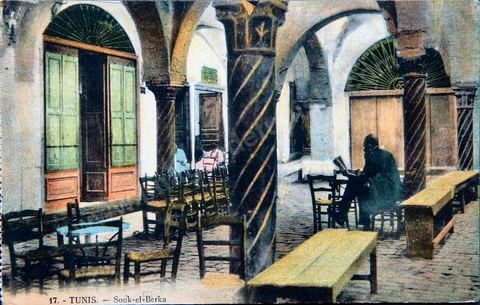 Souk el Berka dans la medina de Tunis - Carte postale ancienne Tunisie