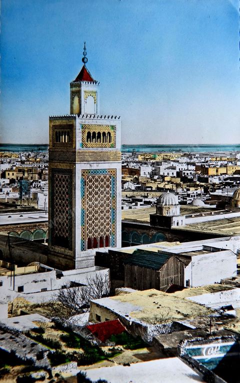 Tunis - Le Minaret de la grnade mosquée 1955 - Carte postale ancienne Tunisie