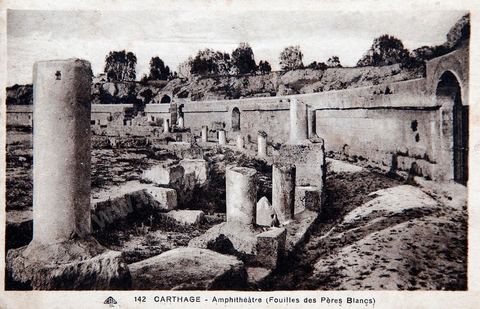 L'amphithéâtre romain de Carthage - Carte postale ancienne Tunisie