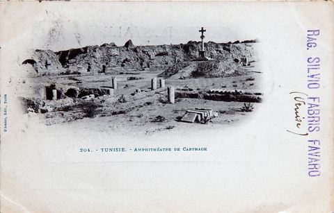 L'amphithéâtre romain de Carthage - 1900 - Carte postale ancienne Tunisie