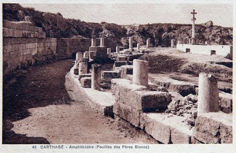 L'amphithéâtre romain de Carthage - 1930 - Carte postale ancienne Tunisie