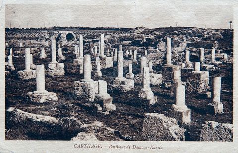 Ruines de la Basilique Damous El Karita à Carthage - 1924 - Carte postale ancienne Tunisie