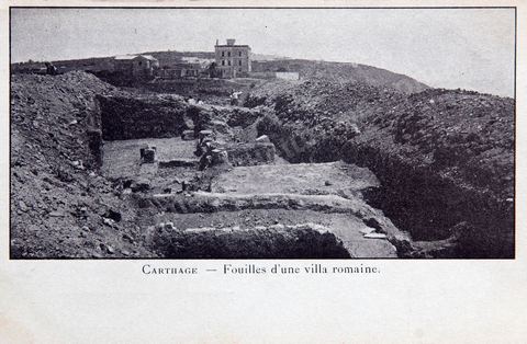 Fouilles d'une villa romaine sur la colline de Saint Louis ou colline Byrsa à Carthage - Carte postale ancienne Tunisie