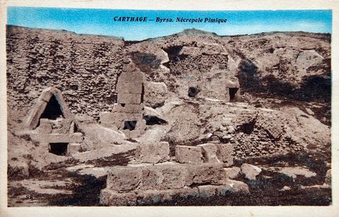 Nécropole punique de la colline de Saint Louis ou colline Byrsa à Carthage - Carte postale ancienne Tunisie