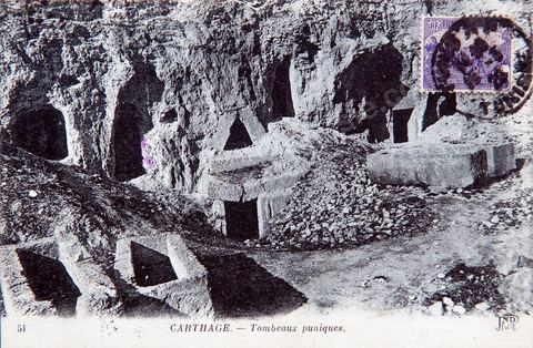 Nécropole punique de la colline de Saint Louis ou colline Byrsa à Carthage - Carte postale ancienne Tunisie