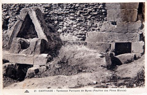 Nécropole punique de la colline de Saint Louis ou colline Byrsa à Carthage - Carte postale ancienne Tunisie