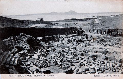 Les ruines romaines de l'odéon de Carthage - Carte postale ancienne Tunisie