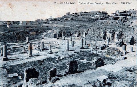 Ruines de la Basilique byzantine à Carthage - Carte postale ancienne Tunisie