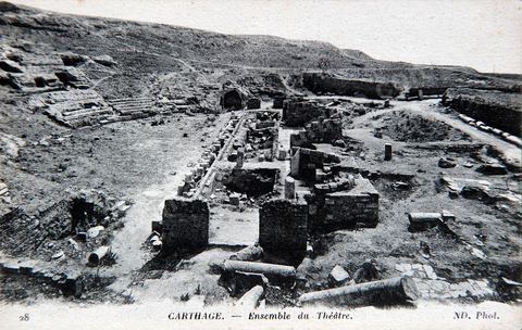 Vue générale du théâtre romain de Carthage - Carte postale ancienne Tunisie