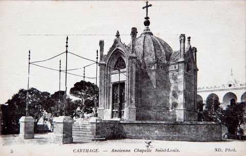 Ancienne chapelle Saint Louis sur la colline de byrsa à Carthage - Carte postale ancienne Tunisie