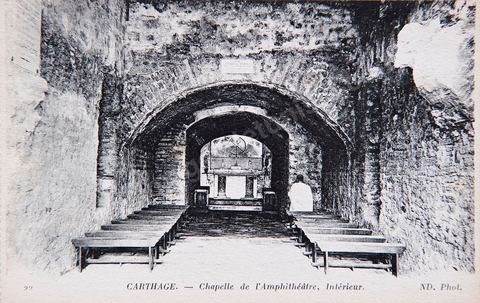 Carthage - Chapelle de l'Amphithéâtre, intérieur - Carte postale ancienne Tunisie