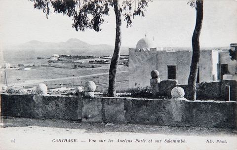 Carthage - Vue sur les Anciens ports et sur Salammbô - Carte postale ancienne Tunisie