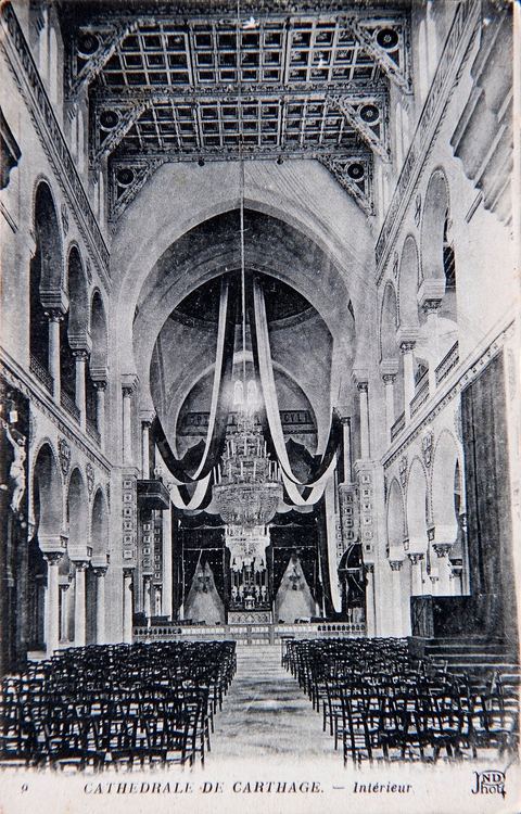 Cathédrale de Carthage -Intérieur - Carte postale ancienne Tunisie