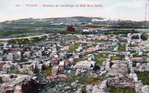 Tunis - Ruines de Carthage et Sidi Bou Saïd - Carte postale ancienne Tunisie