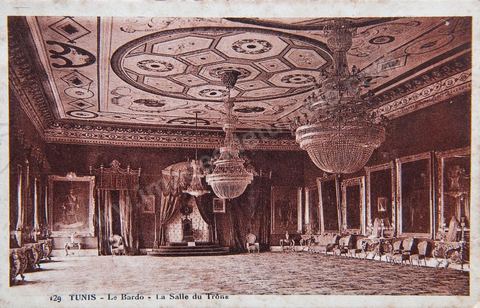 La salle du Trône du Palais du Bardo à Tunis - datée 1915 - Carte postale ancienne Tunisie