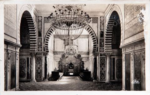 La salle du Trône du Palais du Bardo à Tunis - Carte postale ancienne Tunisie