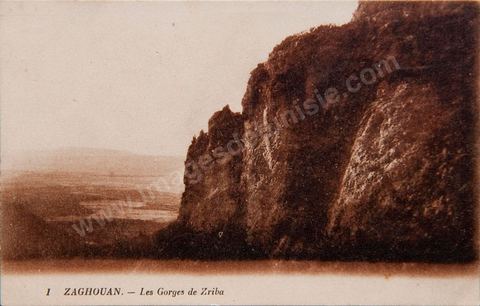 Les gorges de Zriba près de Zaghouan 1927 - Carte postale ancienne Tunisie