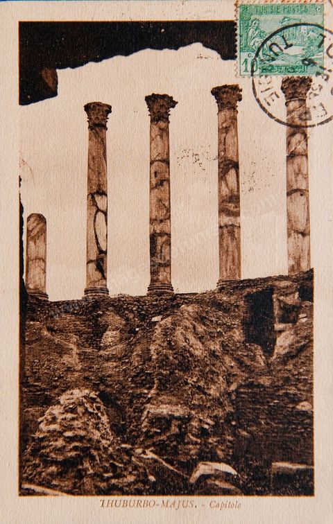 Capitole sur le Site archéologique romain de Thuburbo Majus 1924 - Carte postale ancienne Tunisie