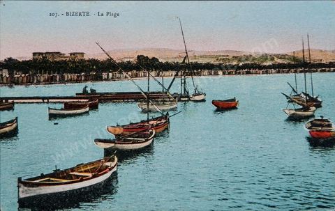 la plage de Bizerte 1931 - Carte postale ancienne Tunisie