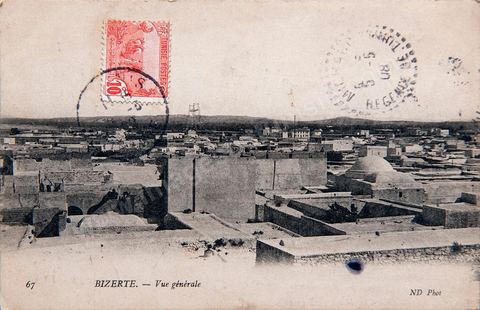 Vue générale de Bizerte 1908 - Carte postale ancienne Tunisie