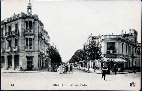 Avenue d'Algérie in Bizerte - Vintage Postcard from Tunisia