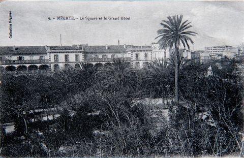 The Square and the Grand Hotel in Bizerte - Vintage Postcard from Tunisia