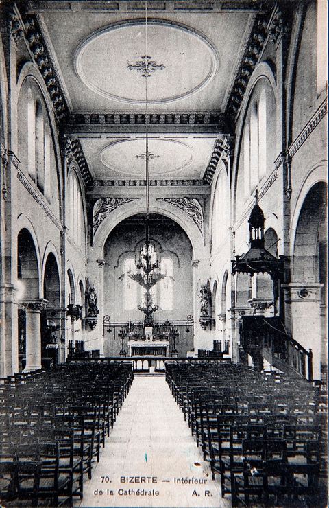 Interior of the Bizerte Cathedral - Vintage Postcard from Tunisia