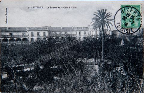 The Quare and the Grand Hotel in Bizerte, 1916 - Vintage Postcard from Tunisia