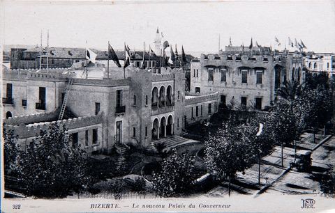 Le nouveau palais du gouverneur à Bizerte - Carte postale ancienne Tunisie